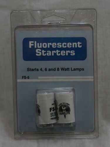 2-Pack Fluorescent Starters FS-5  UL 4 6 8 Watt Lamps  NIP SURELITE Flourescent