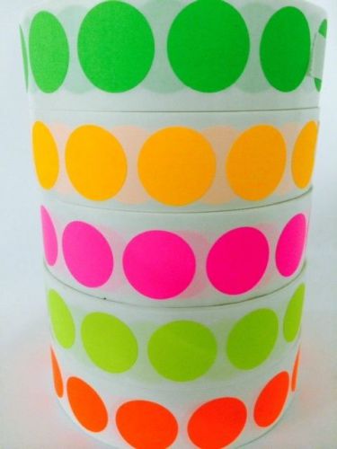 7/8&#034; Circle Color Coding Labels 1000 Dot Stickers Red,Orange,Neon Green Pink New