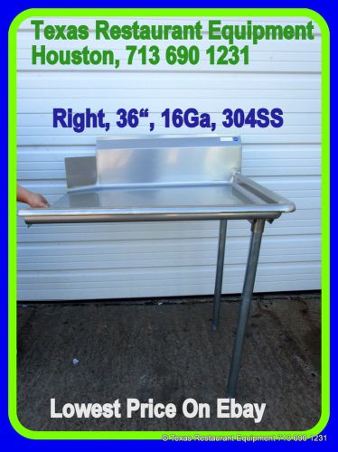 New STAINLESS STEEL Clean Right Side Dish Table, 36&#034; 16Ga, NSF, Houston, Texas