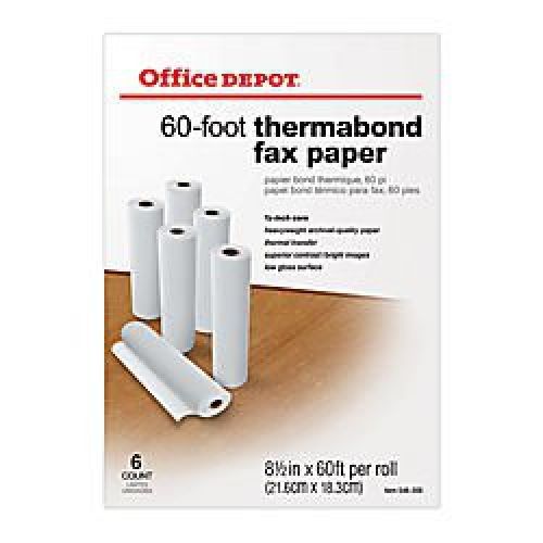 Office Depot(R) Thermabond Fax Paper, 1/2in. Core, 60ft. Roll, Box Of 6 Rolls