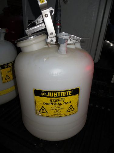 Justrite 12755 Polyethylene Safety Disposal 5 Gallon Can, Quick-Disconnect