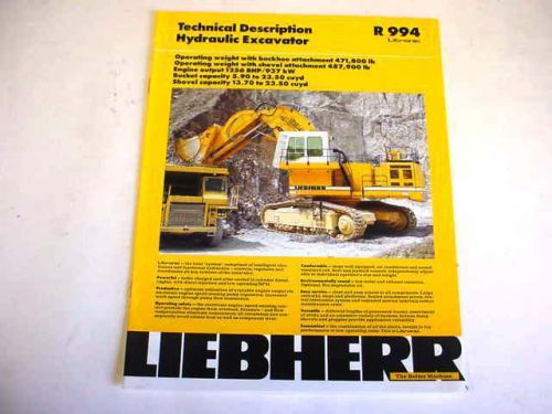 Liebherr R 994 Hydraulic Excavator Color Brochure