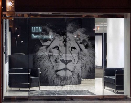 Custom commercial glass double door by glassarium &#039;king of the jungle&#039; 3d-print. for sale