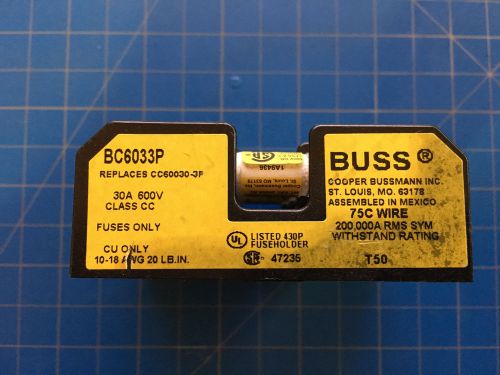 Buss Fuse Holder, BC6033P, 30A, 600V, W/FUSES