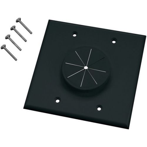 Midlite 2GBK-GR2 Double-Gang Wireport Wall Plate w/Grommet - Black