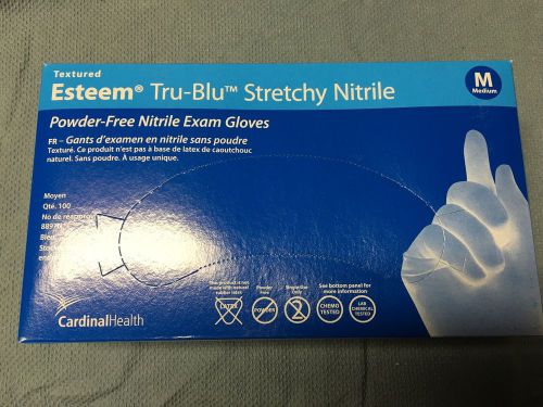 Esteem 8897N Medium Size Tru-Blu Stretchy Powder Free Nitrile Gloves - 100/Box