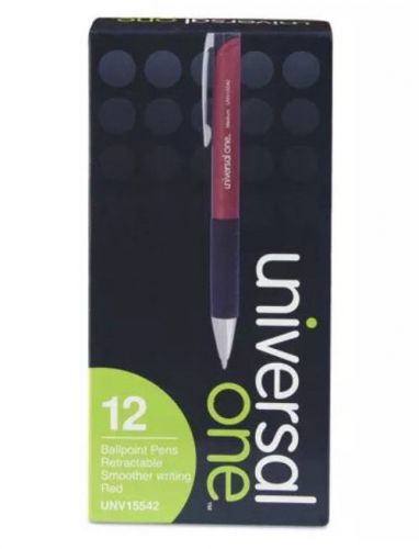Universal One™ Advanced Ink Retractable Ballpoint Pen, Red Ink (UNV15542)