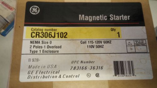 GE CR306J102 NEW IN BOX SEALED 2P 1 OVERLOAD SIZE 0 115-120V COIL SEE PICS #A86