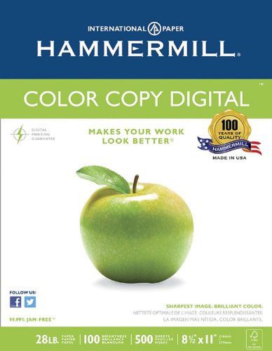 Hammermill Color Copy Digital 28lb 8-1/2 x 11 Inch 100 Bright 500 Sheets/1 re...