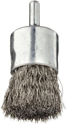 Weiler Wire End Brush, Solid End, Round Shank, Stainless Steel 302, Crimped
