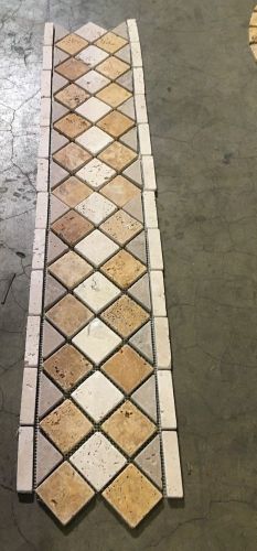 Travertine border mosaic antic design white yellow beige