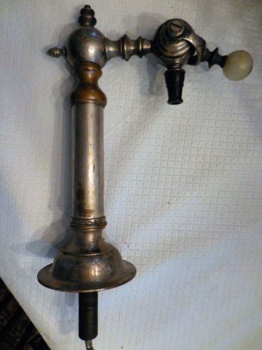Antique VINTAGE BEER TOWER/TAP SPIGOT Nickel Brass 19&#034; Bakelite &amp; Brass 1920&#039;s