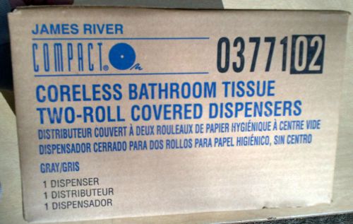 James River Compact Coreless Two Roll Covered Bathroom Tissue Dispenser Gray/Whi