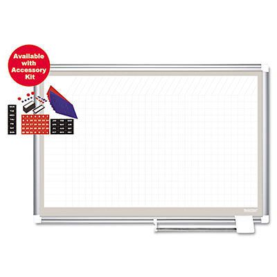 All-Purpose Planning Board w/Accessories, 1x2 Grid, 48x36, Aluminum Frame