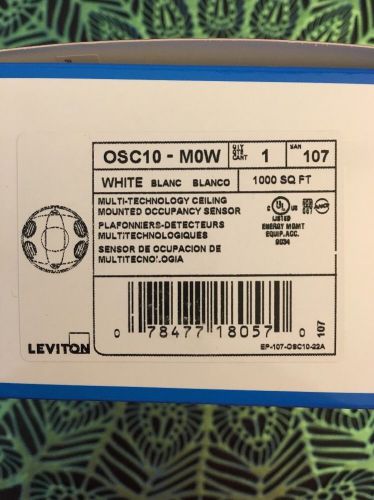 LEVITON OSC10-M0W NEW IN BOX CEILING MOUNTED OCCUPANCY SENSOR  1000 SQ FT White