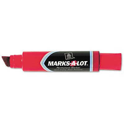 Jumbo Desk Style Permanent Marker, Chisel Tip, Red, Sold as 1 Each