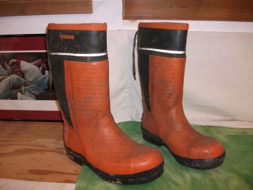 Viking Rubber Spiked Logging Boots  ( Orange ) Men&#039;s  size # 9