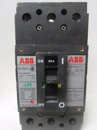 ABB 30 AMP 3 POLE 600VAC. TYPE aH CIRCUIT BREAKER ... VD-227