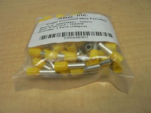 ABB, Inc single insulated wire ferrules size 6.00mm2 - 10awg 100pcs yellow