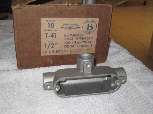 (8) bridgeport t-41 1/2&#034; aluminum threaded rigid conduit body for sale