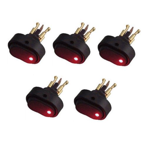5x 30A 12V Red LED ON-OFF Rocker Switch Toggle Triangle Plug Switch for Car Boat