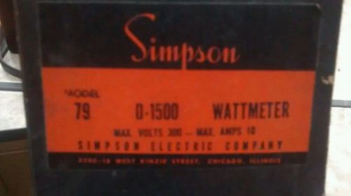 WATTMETER, SIMPSON   0 TO 1500  300 VOLT  10 AMP.  New In Box