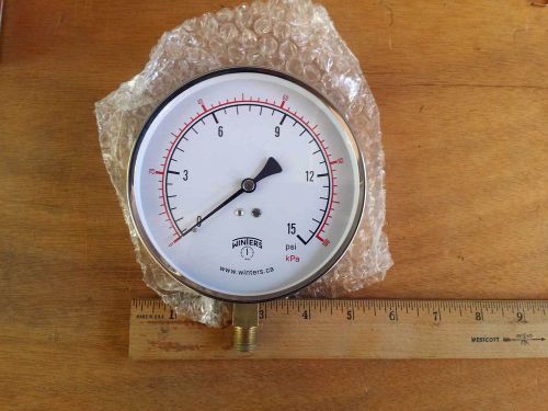 Winters pressure gauge # 319 4 1/2&#034; 1/4 npt 0-15 psi/kpa brand new and unused for sale