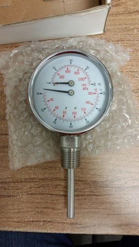 DUAL TEMPERATURE BOILER GAUGE #THU400-69087-6 0/200PSI/KPA&amp;80/320F/C