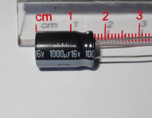 12 pcs, 1000uF 16V Electrolytic capacitors, 105 deg C by Nichicon