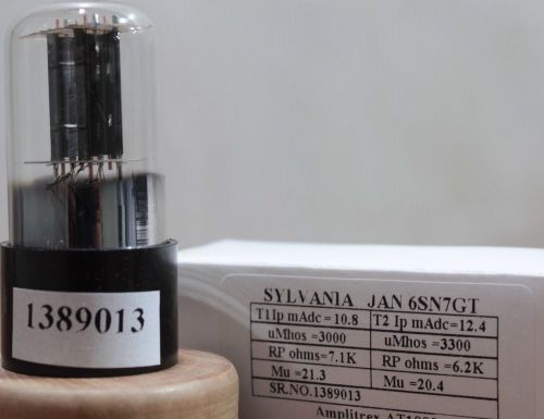 6SN7GT Sylvania made in USA Audio Tube  Amplitex AT1000 #1389005
