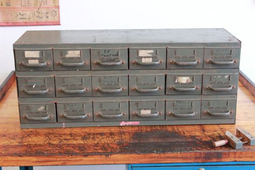Vintage industrial 18 drawer equipto cabinet parts machinist drawers steel tool for sale