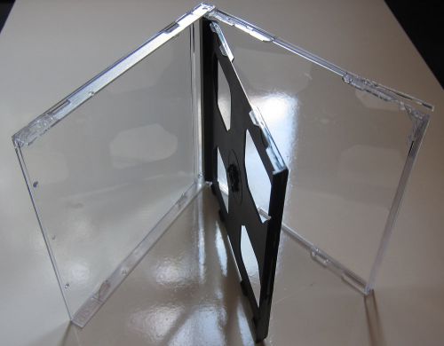 50 Standard Center-Hinged CD DVD Jewel Cases hold 2 Discs, card and booklet