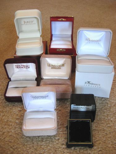 7 RING BOXES from Jewelers Helzberg Jared Lundstrom Friedman&#039;s red white pink