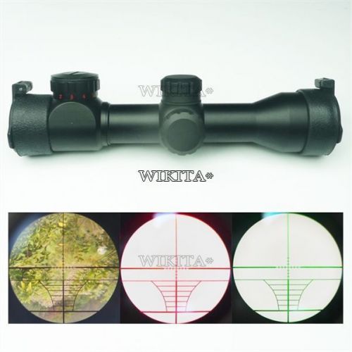 4x32 IR Tactical Sight Free Mount Reticle Sniper Rail Cross Red Green Laser
