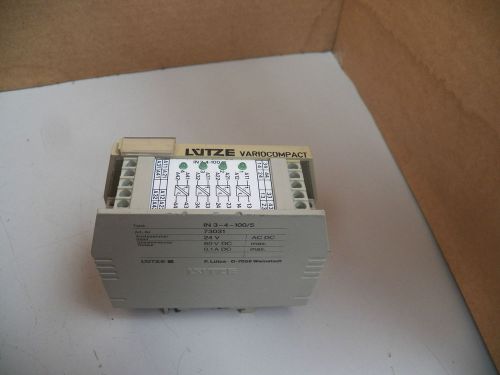 LUTZE RELAY MODULE IN 3-4-100/5 IN341005 24 VAC/DC 60 VDC USED