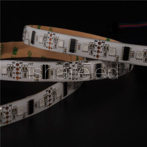 5m LPD8806 32LED/M 5050 RGB Full Color Pixel LED Strip white PCB Light DC5V IP65