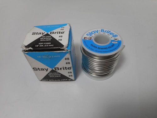 Sb861 harris stay brite 8 silver bearing solder 1/8&#034; x 1 lb. pound for sale