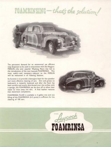 1957 Brochure Laycock Auto Wash, Foamrinsa