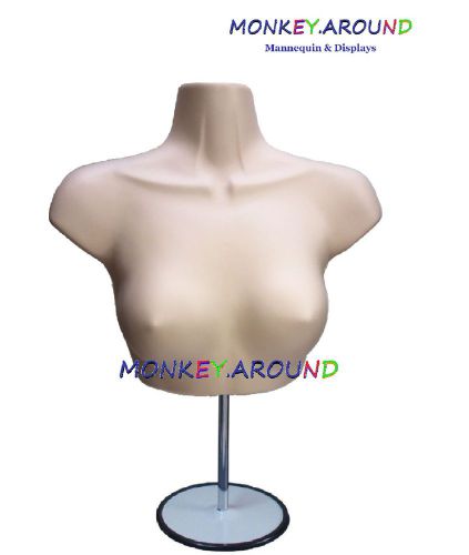 MANNEQUIN Flesh Sm Upper Female Torso Body Display Clothing Hanging Form + Stand