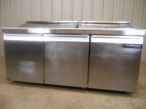 Used continental refrigerator sw72-18 pan 72&#034; refrigerated  prep table for sale