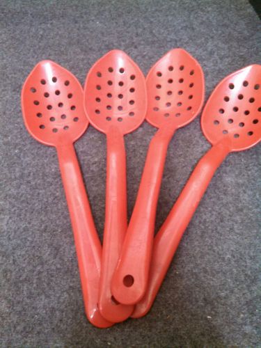 11&#034; Slotted Spoon RED Salad Bar Servers/Buffet/Catering Service