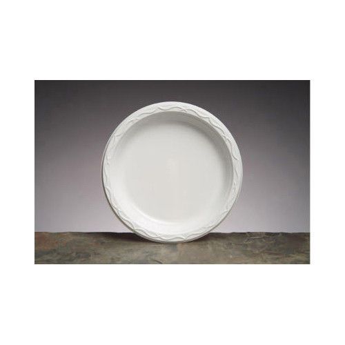 Genpak 9&#034; Aristocrat Plastic Round Plates in White