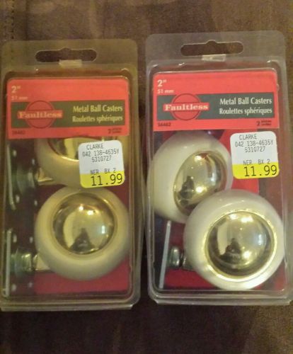 LOT of 4 Vintage Round Ball 2&#034; Brass Casters Wheels Chair Mid Century modern