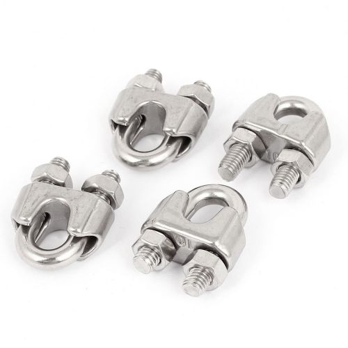M10 Thread Dia Metal Wire Cable Clips Clamps Fastener Silver Tone 4Pcs