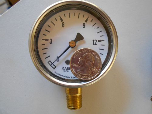 Pressure Gauge 0-15 psi 2-1/2&#034; dial 1/4&#034; Npt Bottom Mount 0-15psi Used
