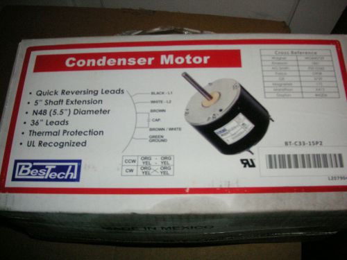 BesTech CONDENSER MOTOR BT-C33-1SP2. 1/3 HP, 1075 RPM, 208/230V, EMERSON 1861