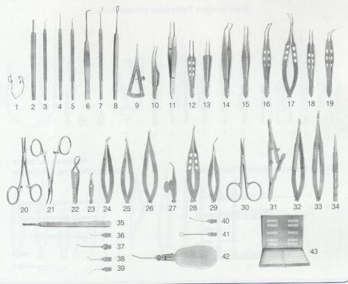 Extra capsular cataract extraction set ecce set of 41 instruments ophthalmic for sale