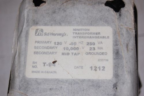 New sid harvey t-94 oil furnace ignition transformer beckett for sale