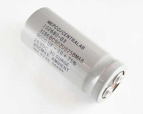 Lot of 2 mepco 9000uf 25v large can electrolytic capacitor 3186bc902u025bma8 for sale
