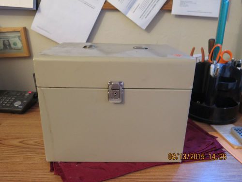UN Vintage Beige 13x10x10 Steel File Box Tote Case